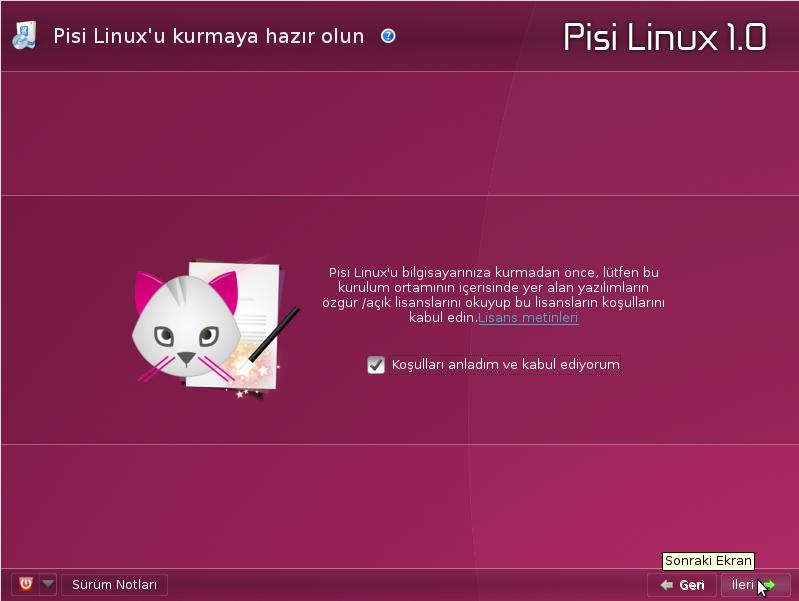 Pisi Linux 2 0 Kurulumu Video ve Görsel Anlatım pisilinux lisasns 1 Pisi Linux 2 0 Kurulumu Video ve Görsel Anlatım