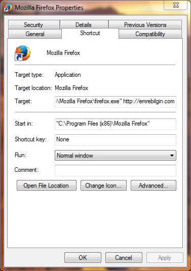 Mozilla firefox Shortcut Homepage fikirproje