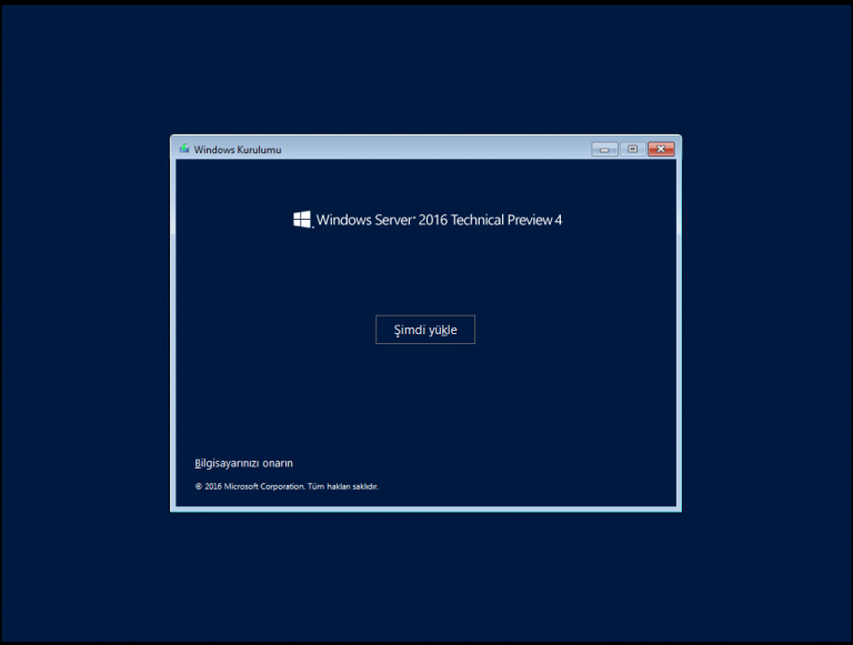 Windows Server 2016 Technical Preview 4 - Adım 2